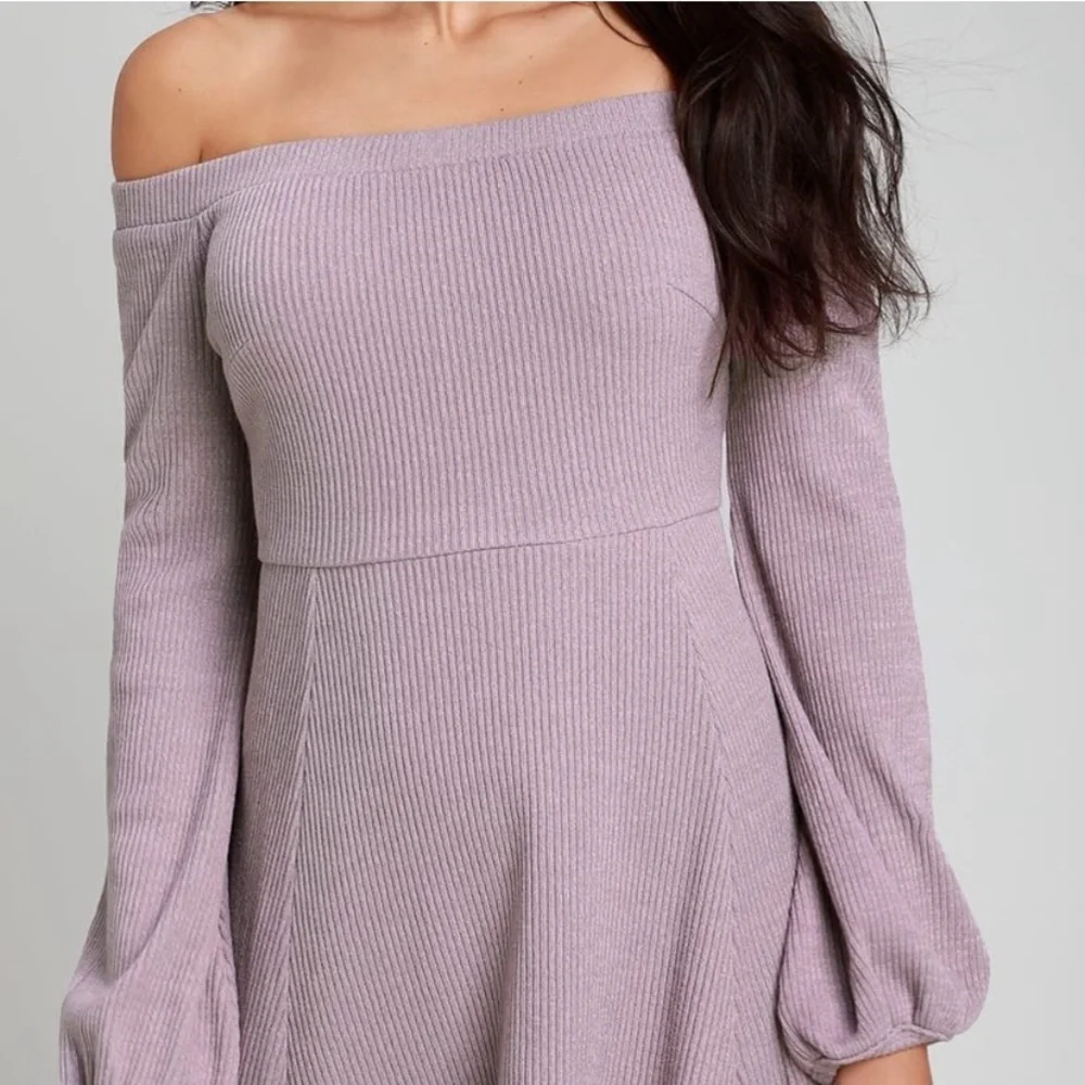 NWT Lulu's Flare Enough Lavender Off-the-Shoulder Skater Dress Small - Picture 9 of 9